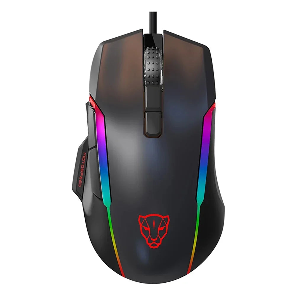 Motospeed V90 Wired Gaming Mouse RGB Backlight 8 Adjustable 50000 DPI Office Game Mouse Macro Drive PMW3325 For Laptop PC