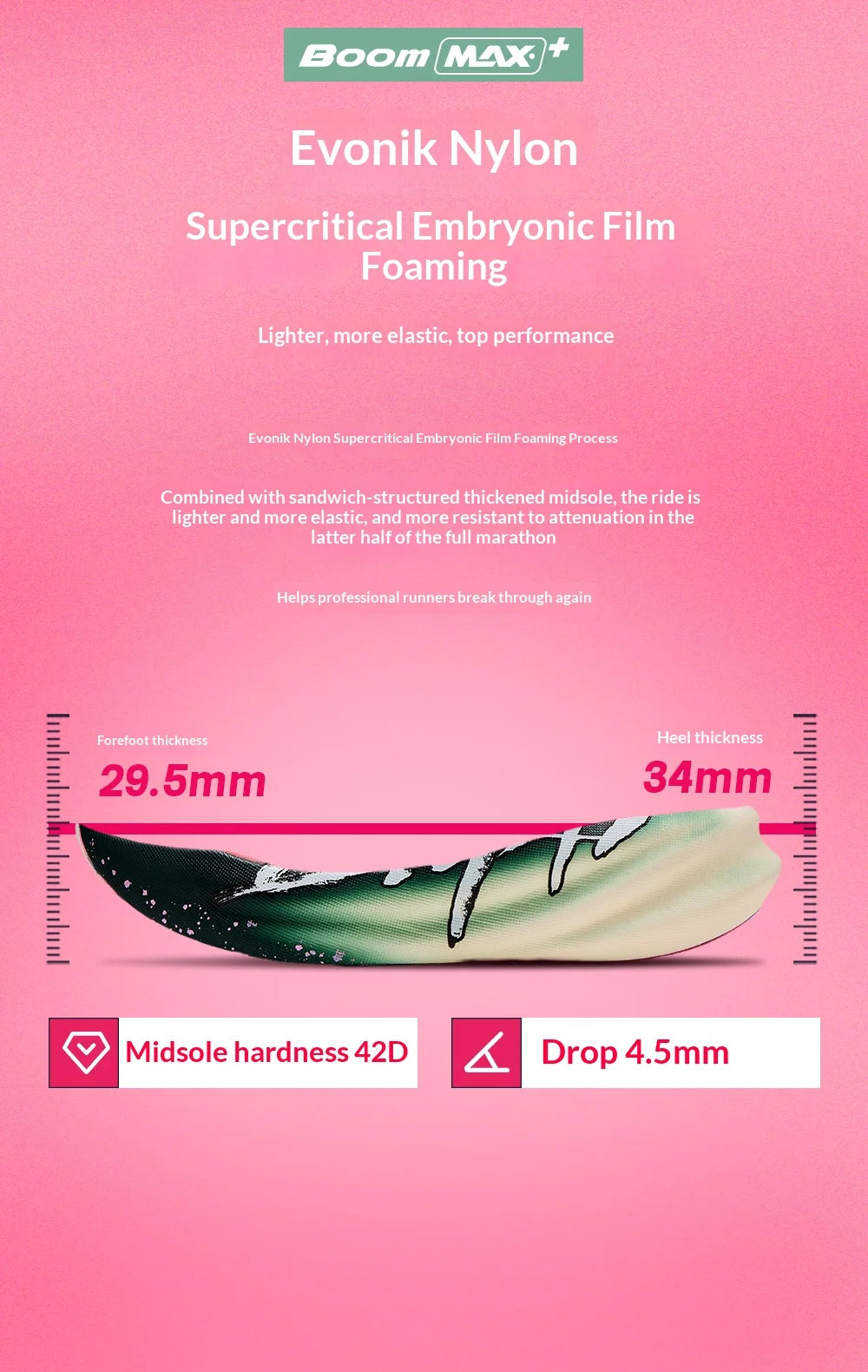 Chaussures de course à pied BMAI 42 km Marathon pour homme et femme – Baskets de luxe à semelle en carbone pour femme – Baskets amortissantes – Chaussures de sport respirantes pour homme