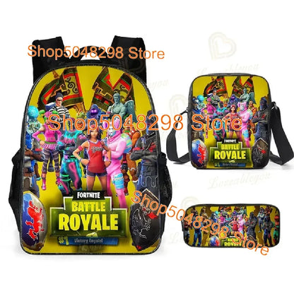 Großes Kawaii-Federmäppchen aus Canvas mit Fortnite-Print für Jungen und Mädchen – Schulbedarf, Schreibwaren und Geburtstagsgeschenk für Teenager