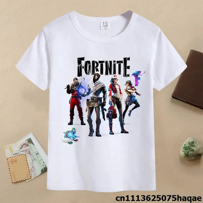 Summer Fortnites Children T-shirt Cartoon Game Figure Printed T-shirt Boys Casual Sports T-shirt Short Sleeves Kids Clothing