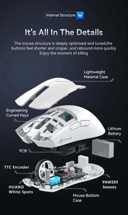 ATTACK SHARK X11SE Wireless Gaming Mouse Tri-Mode, 63g Superlight Gaming Mouse with PAW3311 Sensor, 22000 DPI, Bluetooth & 2.4GHz RGB Gaming Mouse