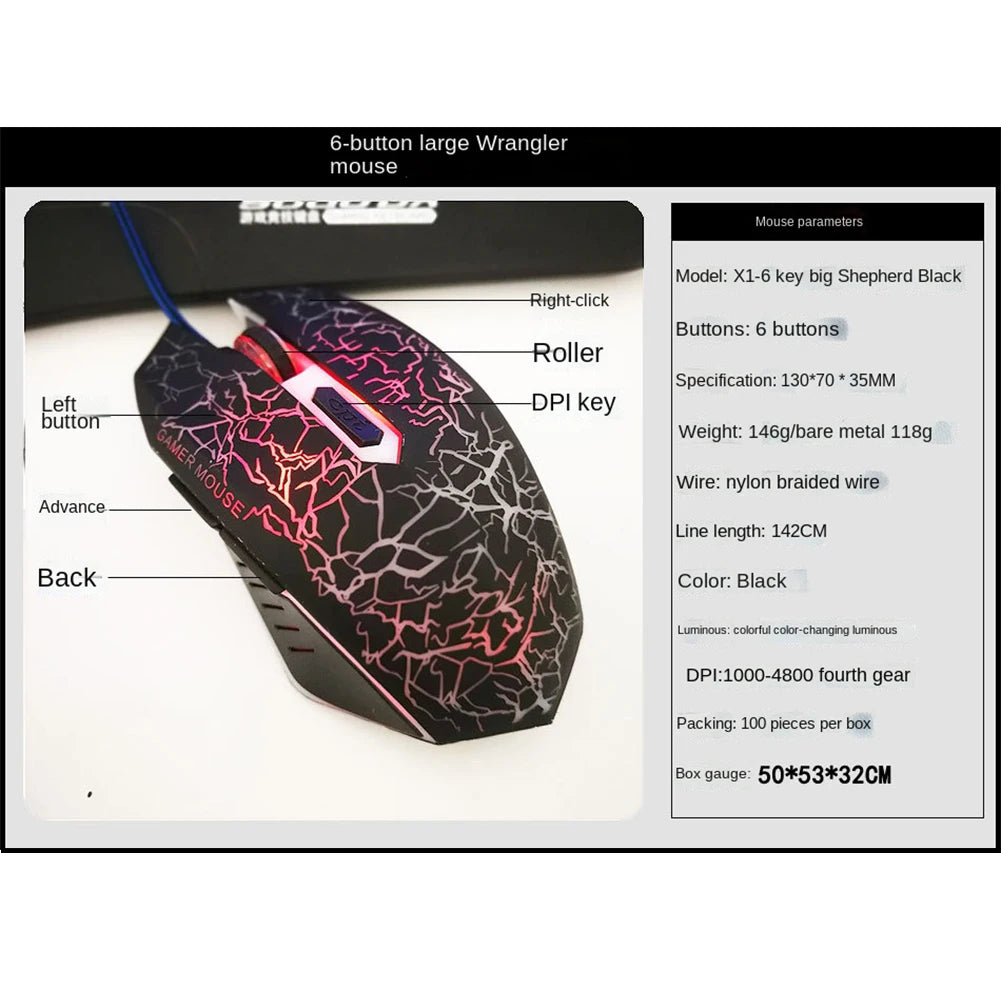 USB Wired Mouse Mouse Gamer LED Computer Gaming Mouse Colorful Professional Ultra-precise Game For Dota 2 For LOL Gamer 2400 DPI