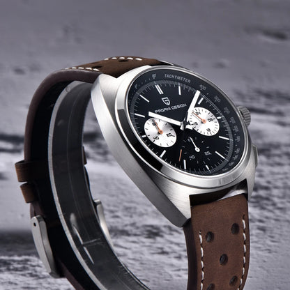 PAGANI DESIGN 2026 Retro Luxury Men's Quartz Watches Sports Chronograph VK63 Watch For Men AR Sapphire Waterproof Leather Clock