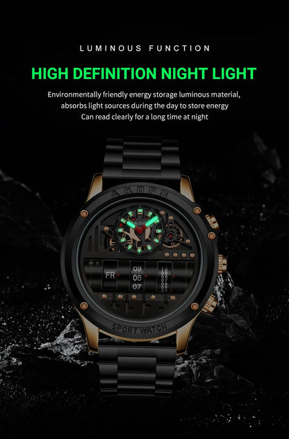 Luxury Electronic Quartz Watch For Men Business Watches Male Creative Men WristWatch Unique Rotate Date Leather Strap Watches