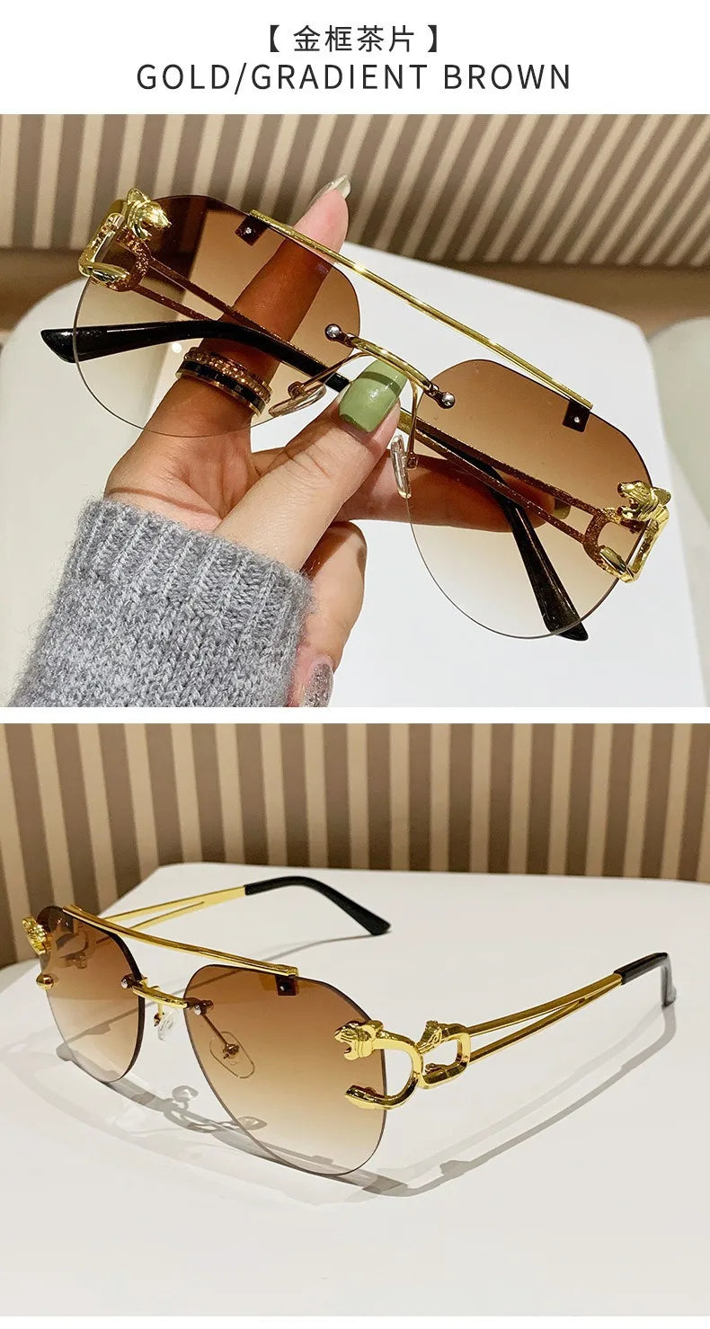 Dámské sluneční brýle bez obrouček, luxusní značkové, vintage, UV400, pánské sluneční brýle, Lunette, Shades De Soleil, Femme, Gafas De Sol Mujer, Lentes
