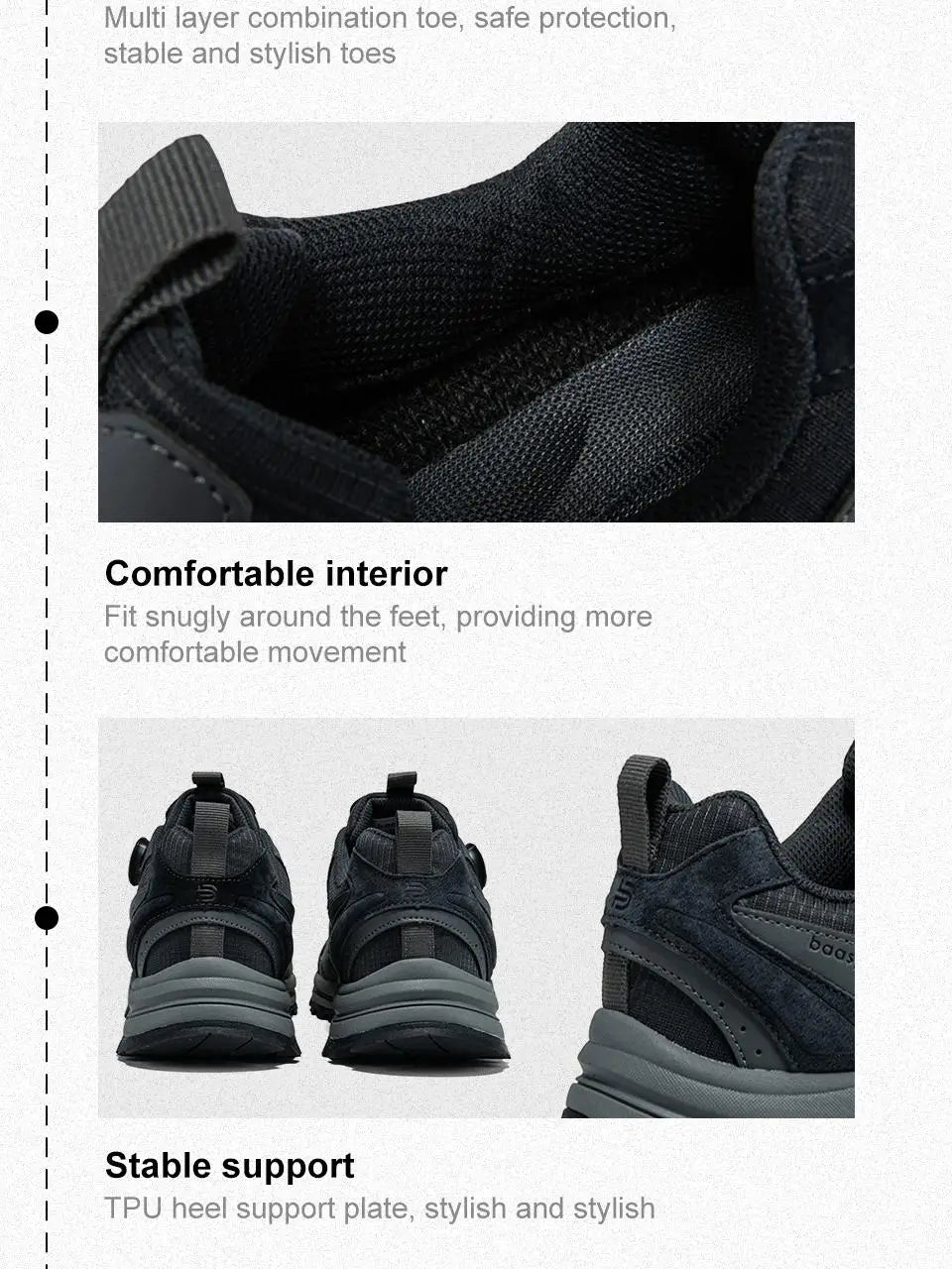 Baasploa Men's Hiking Shoes Non-Slip Wear-Resistant Outdoor Climbing Walking Shoes Comfort Inner Cotton Outdoor Sneakers