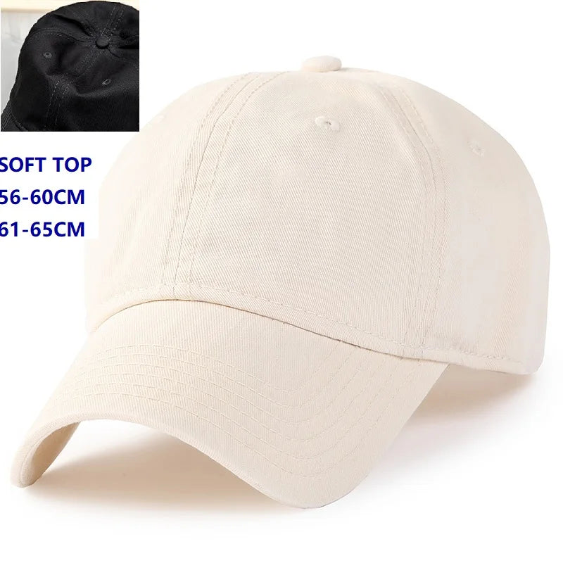 Baseballová čepice Big Head Plus Size, 100 % bavlna, vhodná pro muže i ženy, nastavitelná, čepice typu „dad hat“, nadměrná velikost 58–60 cm, 61–65 cm