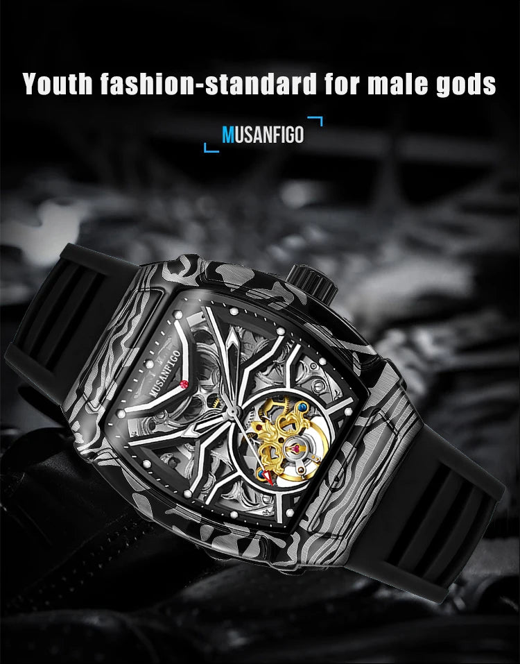 Fully automatic skeleton mechanical watch, fashionable personality, luxury hot men's watch, casual business watch