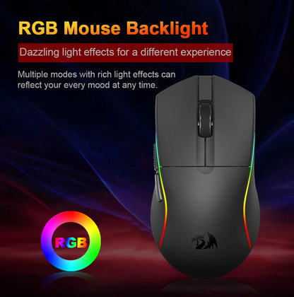 Ratón gaming REDRAGON DEICIDE M816 PRO RGB USB con soporte Bluetooth 2.4G inalámbrico, 26000 DPI, 6 botones para gamers, ratón con cable para ordenador
