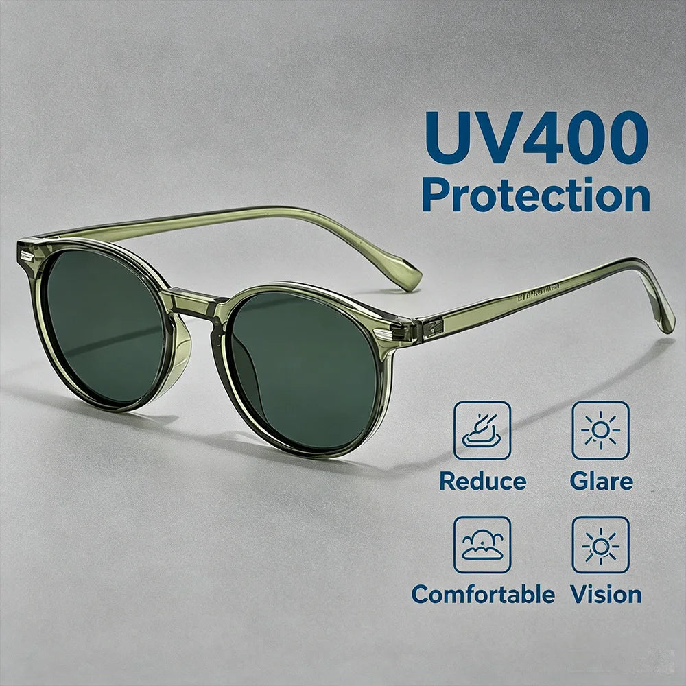 HBK Fashion polarizované sluneční brýle pro muže, kulatý rám TR90, módní sluneční brýle pro ženy, na řízení, sportovní, UV400, Lunette De Soleil Homme