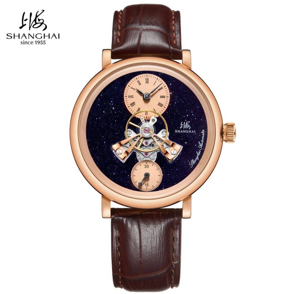 Shanghai The Bund Sky Dome Series Men's Mechanical Watch 42mm Center Flywheel Automatic Watch Limited Edition Brand Watches 865