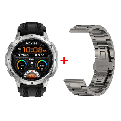 KOSPET Tank T4 Men's Rugged Smart Watch Military Grade Full Stainless Steel GPS 100M Waterproof 45M Freediving Health Monitor