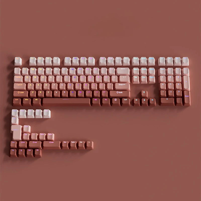 130 Keys Gradient Lucky Red RGB Backlit Shine Through Keycaps OEM Profile Double Shot PBT Keycaps for MX Switches Gamer Keyboard