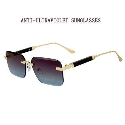 Čtvercové sluneční brýle pro ženy, trendy vintage designové bezrámové sluneční brýle pro muže, módní brýle na dovolenou, Lentes De Sol Mujer