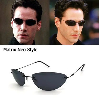 Stylové polarizované titanové sluneční brýle ve stylu Neo z filmu Matrix – ultralehké bezrámové pánské sluneční brýle pro řidiče, značkový design, Oculos De So