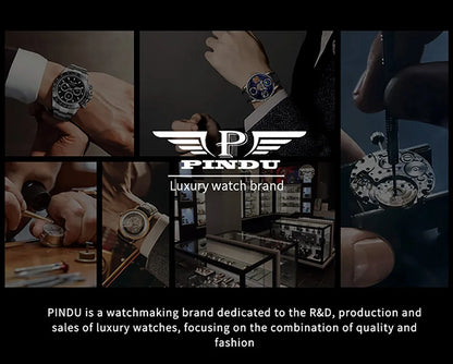 PINDU Design Engine Watches Men Top Brand Luxury Watch Compass Waterproof Quartz Wristwatch Festival Limited Watch + Gift Box
