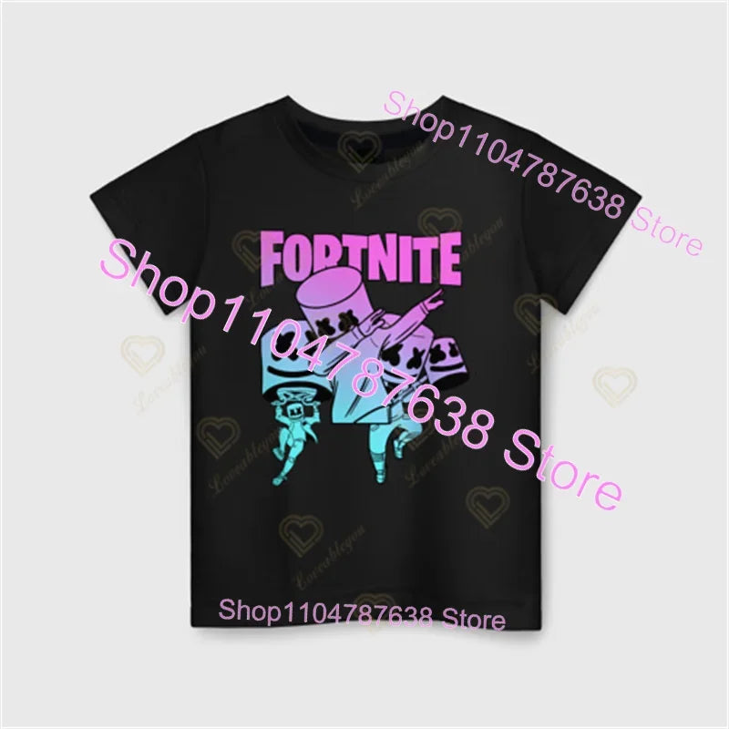 Peely Fortnite T-Shirt round Neck Summer Short Sleeve Battle Royale Streetwear Top for Casual Wear