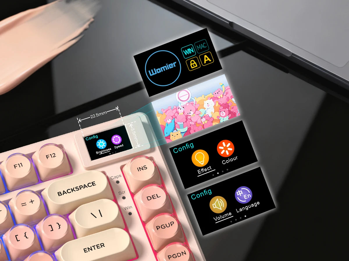 Womier S-K80 Keyboard Liquid 75% Hot Swap Keyboard with Color OLED Display Mechanical Gaming Keyboard Gasket Mount RGB for Windo