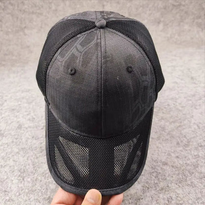 Atmungsaktive Sommer-Baseballkappe aus Mesh für Herren, für große Kopfgrößen, verstellbar, Freizeitkappe, Camouflage-Design, Outdoor-Dschungelkappe, Herren, 62 cm