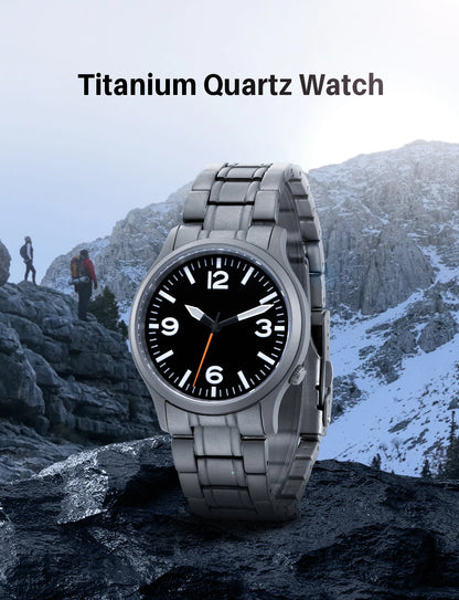 BERNY Full Titanium Watches for Men Super Luminous Sapphire Sports Field Quartz Men's Watch VH31 Wristwatch 5ATM Easy Read