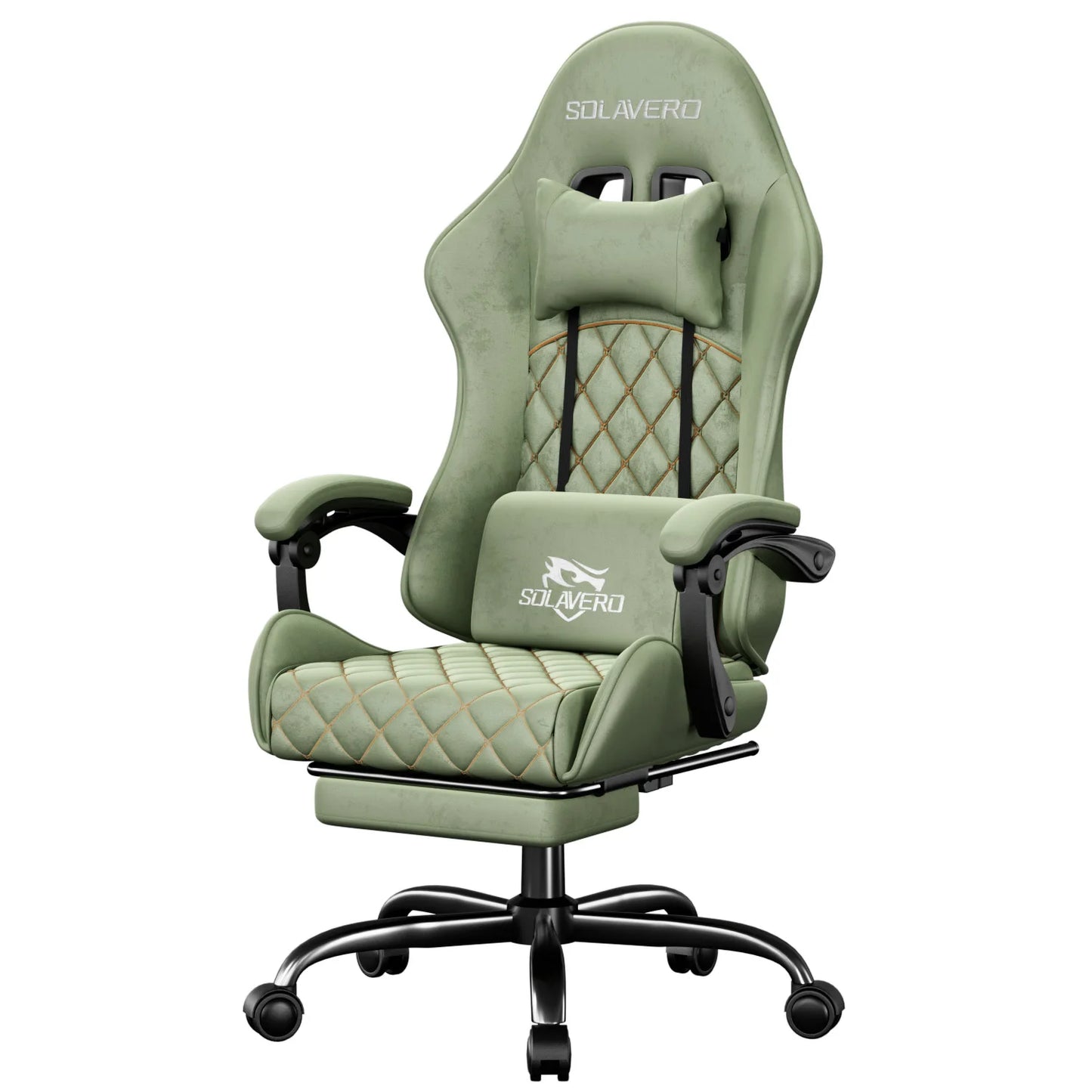 Ergonomic Massage Gaming Chair with Fabric Comfort, Adjustable Computer Office Chair, 360° Swivel Reclining Game Chair with Headrest & Lumbar Support
