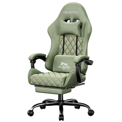 Ergonomic Massage Gaming Chair with Fabric Comfort, Adjustable Computer Office Chair, 360° Swivel Reclining Game Chair with Headrest & Lumbar Support