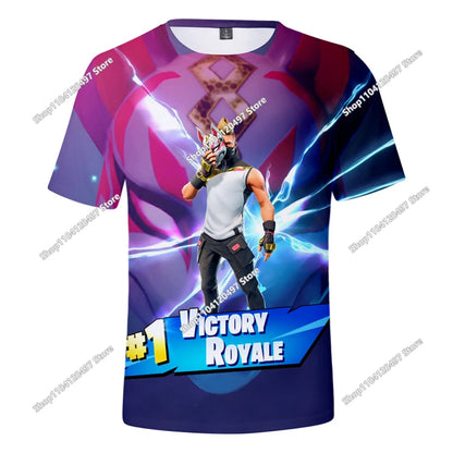 Fortnite Adult Children's Clothing 3D Digital Printing Loose Large Size Short-sleeved T-shirt Kids Summer Tee Tops
