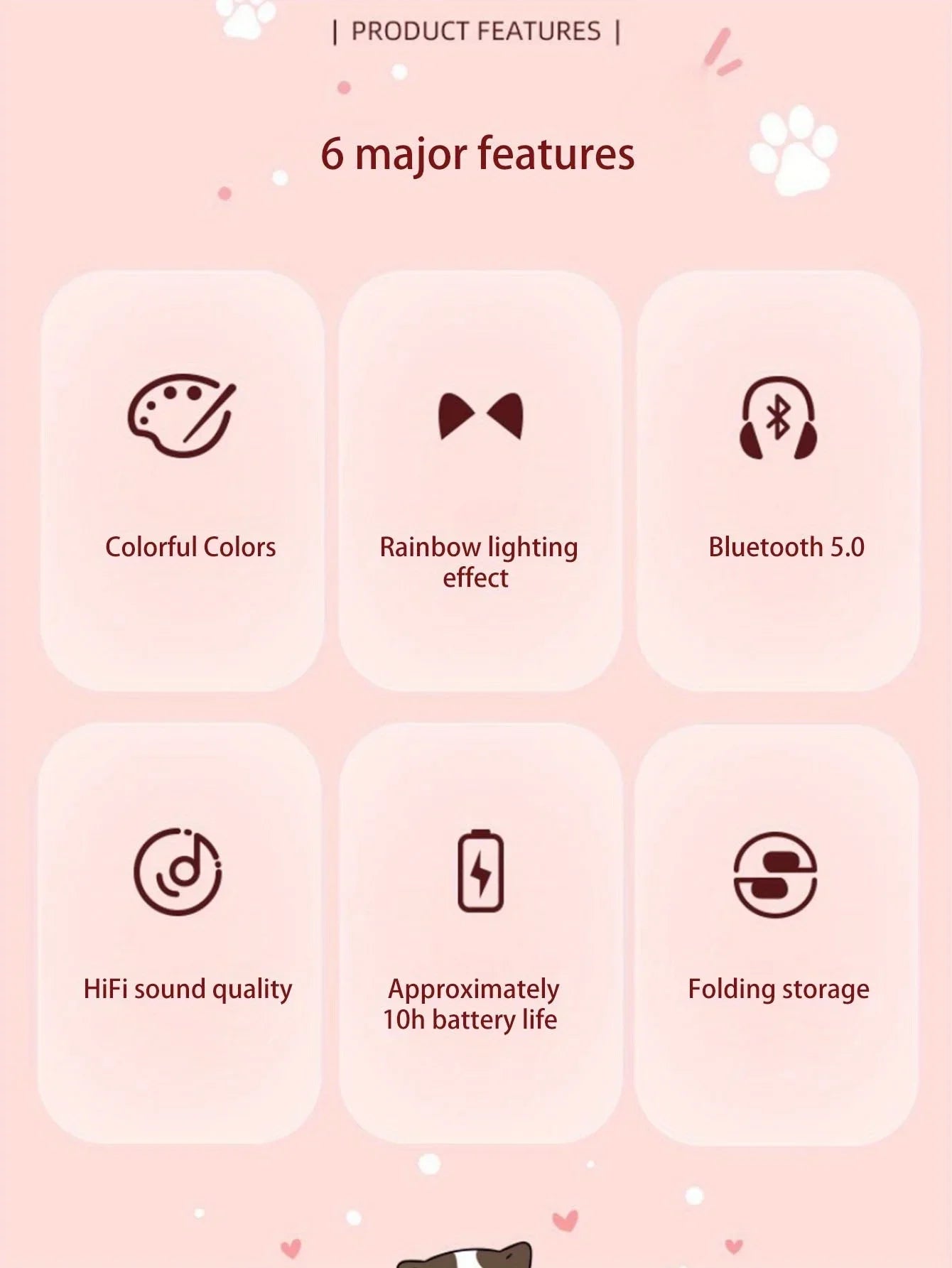 Cute Cat Ears Wireless Bluetooth Headphones with Mic LED Lights, Kids Stereo Music Headset, Cat Ear Wireless Headphones with Noise Cancelling, Gaming & Gift Headphones