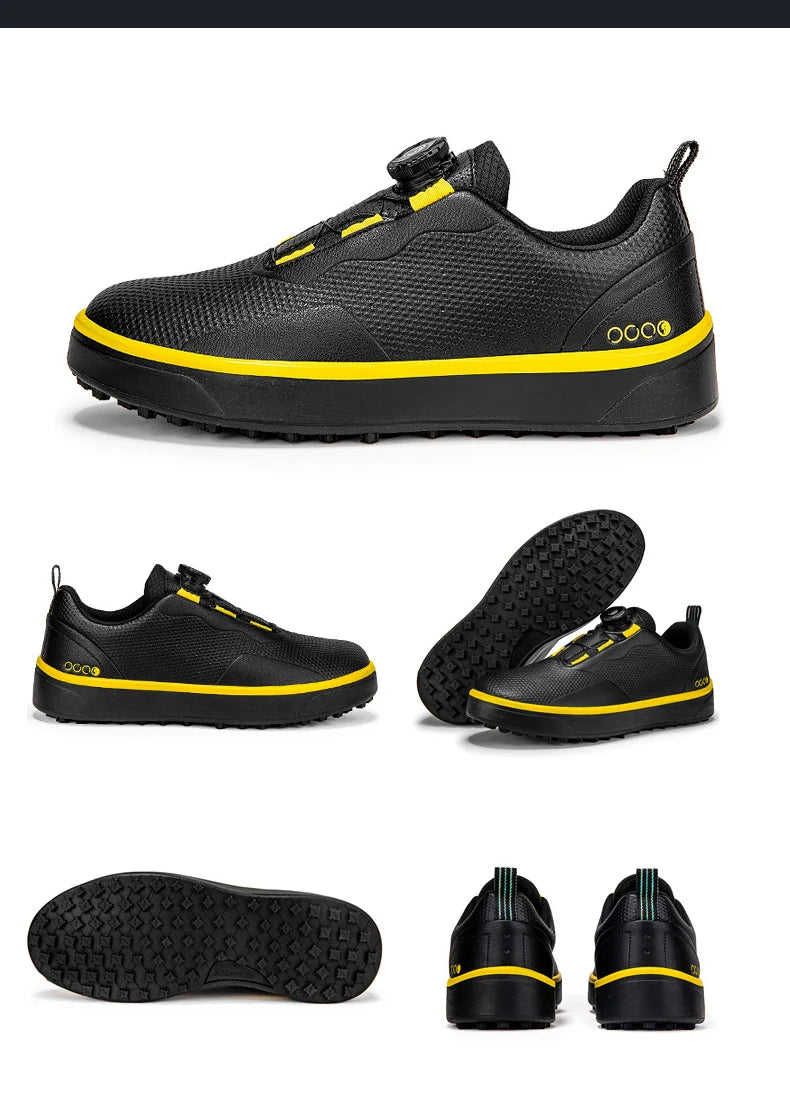 Paar Golfschuhe für Herren, weiß, wasserdicht, mit drehbarer Schnalle, Fitness, ohne Spikes, rutschfest, Golf, Golfer, Training, Golf-Sneaker, Damen