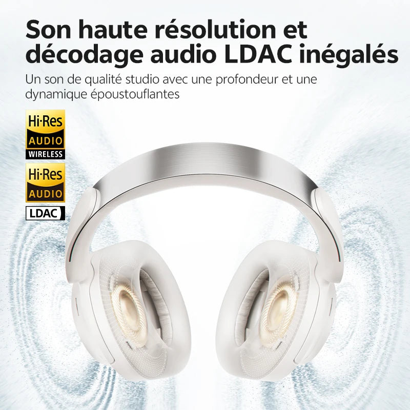Cuffie Bluetooth 6.0 Over-Ear QCY H3S con ANC adattivo -56dB – Headset wireless Hi-Res LDAC, batteria 102H, audio spaziale Dual Driver