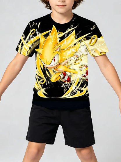 Men T Shirt Women Tee Boys Girls Top Adults Children Parent Child quick dry kid Tshirts Sonic The Hedgehog Anime Cartoon Print