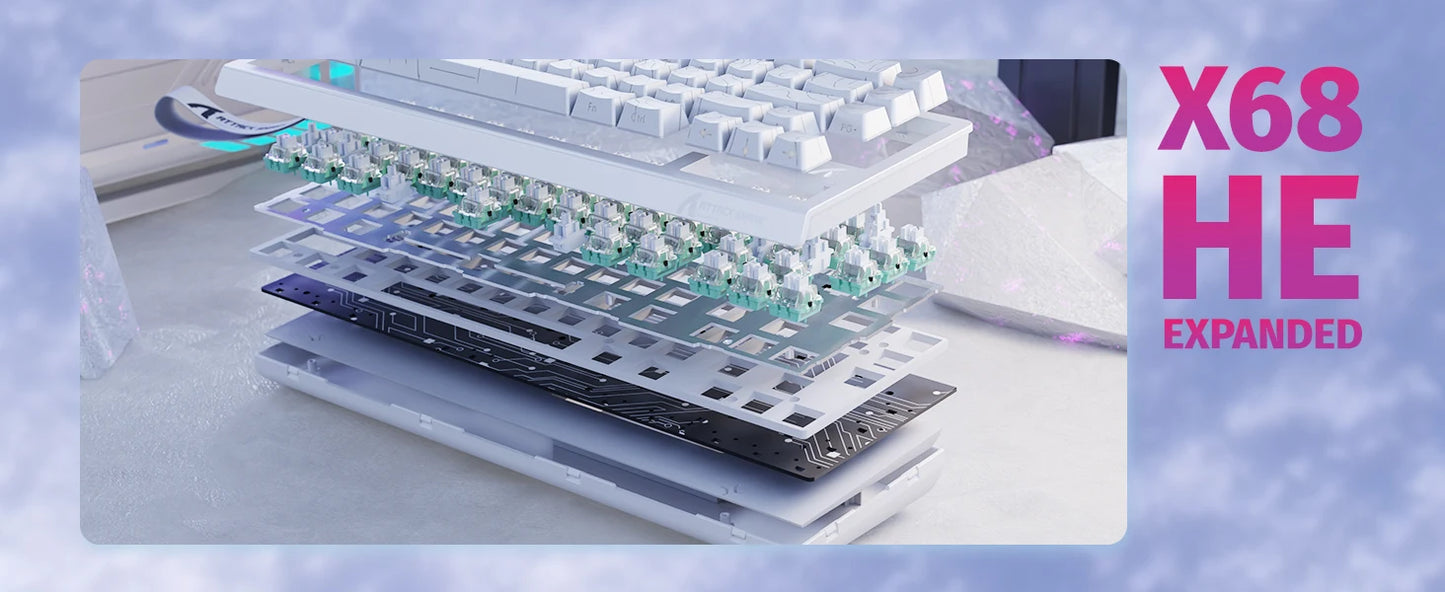 ATTACK SHARK X68 HE Rapid-Trigger mechanische Gaming-Tastatur 60% kabelgebunden mit einstellbarer Auslösung, Hall-Effect-Magnetschalter, 8KH