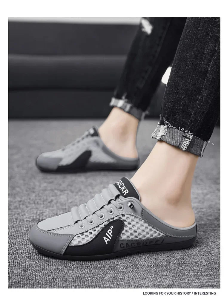 Sapatilhas desportivas casuais slip-on com atacadores para homem, em malha respirável, unissexo, para primavera e outono, corte baixo, sola plana e calçar rápido e fácil