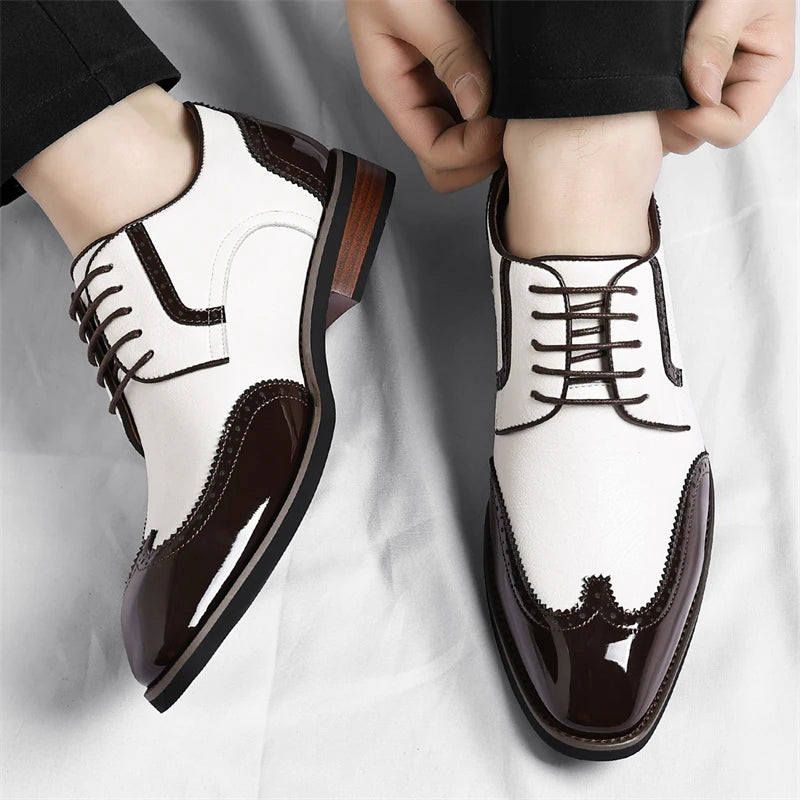 Scarpe Oxford da uomo in similpelle - Scarpe casual-formali - Scarpe da uomo per completo da lavoro - Scarpe Derby di nuova concezione - Scarpe da passeggio