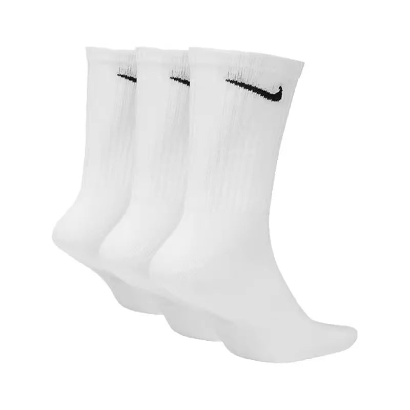 Nike Logo Athletic High-Top Socks Training Mid-Calf Socks Unisex Style Combo Pack White SX7676-100