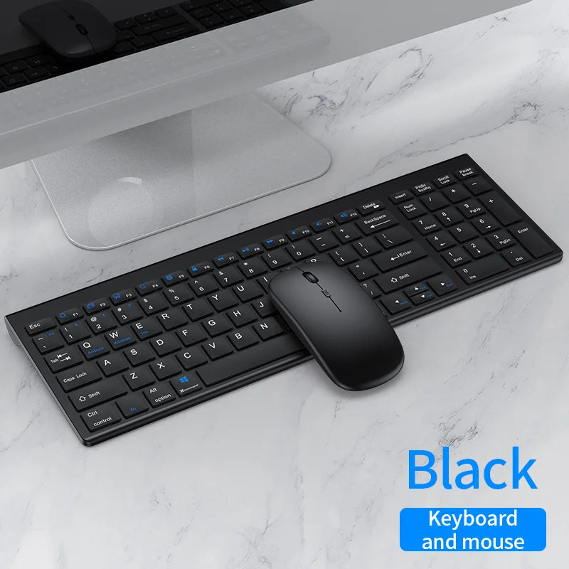 Set tastiera e mouse JOMAA Bluetooth & 2.4G USB per laptop, computer e iPad, combo tastiera e mouse wireless ricaricabili silenziosi