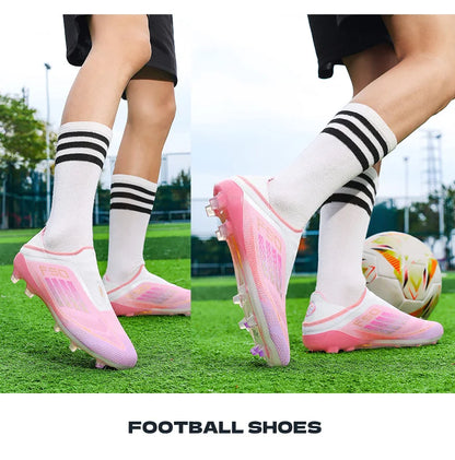 Men Soccer Shoes Training Football Boots Indoor Sneakers TF Long Spikes Match Futsal Ultralight Breathable Cleats Drop Shipping