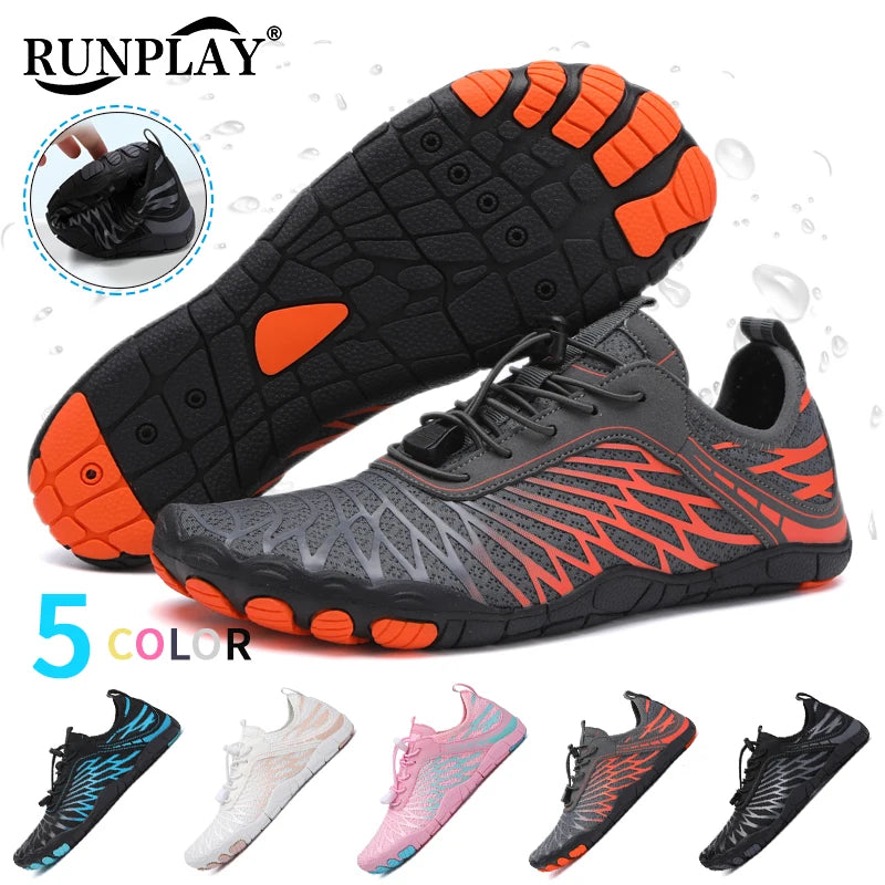Men's Water Shoes and Women's Beach Barefoot Aqua Shoes, Quick-Dry Swimming, Wading Sports Sneakers for Upstream Boating, Fishing, Surfing