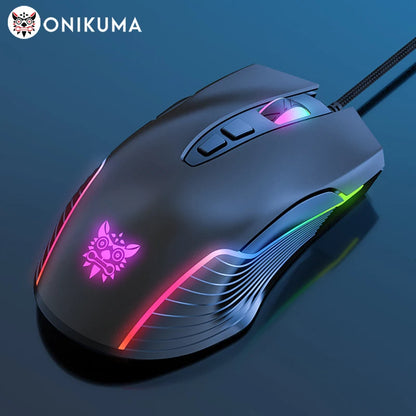 ONIKUMA Wired Gaming Mouse 6400 DPI RGB Gaming Mouse with 7 Programmable Buttons, Ergonomic Wired Gaming Mouse for PC, Laptop & Gaming Setup