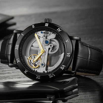 Watch Men Automatic Watch Luxury Watch Man Mechanical Wristwatch Skeleton Design Waterproof Leather Strap Male Watch Reloj Hombr