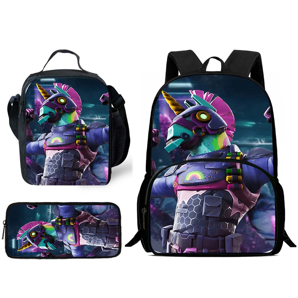 Classic Game FortniteS Child Backpacks Lunch Bag Pencil Case Pupil Large Capacity School Bags For Boy Girl Best Gift