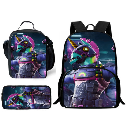Classic Game FortniteS Child Backpacks Lunch Bag Pencil Case Pupil Large Capacity School Bags For Boy Girl Best Gift