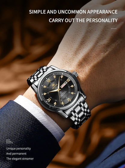 OLEVS Top Original Men Quartz Watch Blue Waterproof Watch for Men Stainless Steel Quartz Men Luxury Watch Luminous Wristwatch