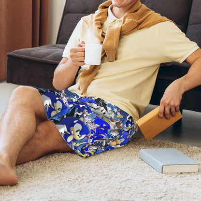 Custom Shadow The Hedgehog Sonic Poster Short Pajama Pants Men Sleepwear Sleep Lounge Bottom Shorts Sleeping Pants