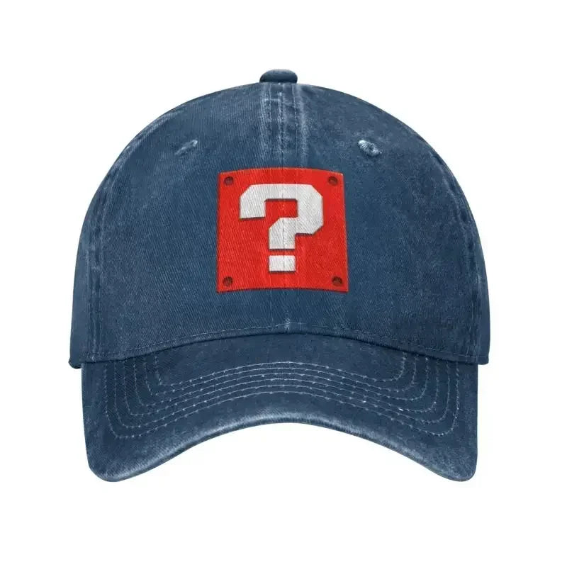 Individuell gestaltete Mode-Cartoom-Spiel-Fragezeichen-Block-Baseballmütze für Damen und Herren, verstellbar, Unisex, Baumwolle, Dad-Cap, Performance-Snapback-Kappen