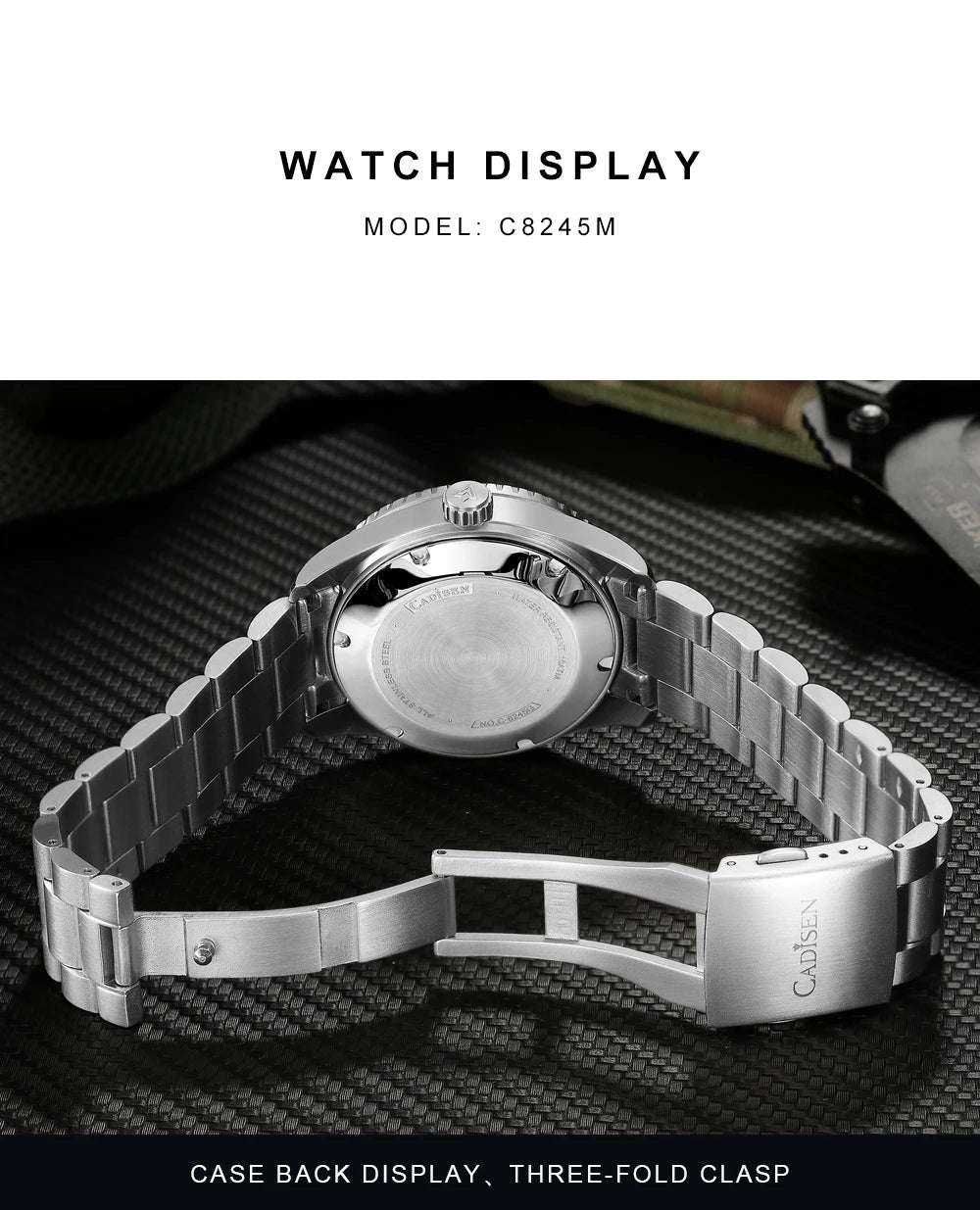 CADISEN Mechanical Automatic Watch Luxury Sapphire Japan MIYOTA 8215 Blue Wristwatch Ceramic Ring Waterproof Gift Men Watch
