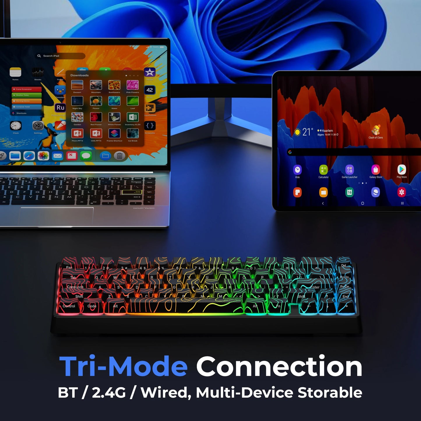 XVX M67 JadeStone mechanische Tastatur mit IMD-Tech-Tastenkappen, Hot-Swap-fähig, Gasket-Mount, Tri-Mode, individuell anpassbares RGB, kabellose Tastatur 65%