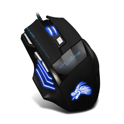 Rato Gaming com Fio, Retroiluminação de 7 Cores, 5500 DPI Ajustáveis, Preto, Rato Ótico com Fio para PC Gamer e Computador de Secretária