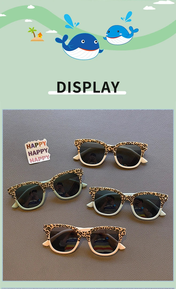 Dětské vintage sluneční brýle s leopardím vzorem, čtvercové, UV400, outdoorové, módní, pro dívky i chlapce, ochranné sluneční brýle pro děti