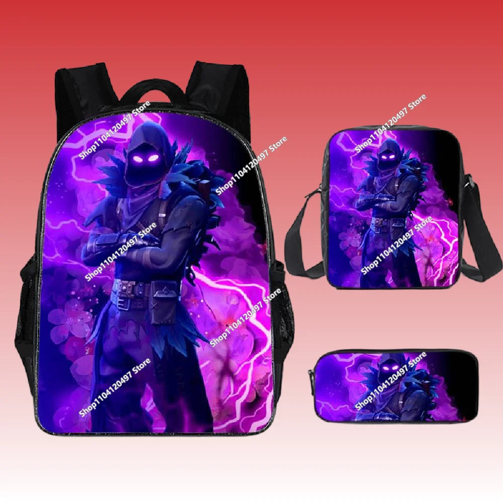 3pcs/set Fortnite Game Backpack Anime Cartoon Large Capacity Student Shcool Bags Pencil Bag Kawaii Lunch Bag Birthday Gifts